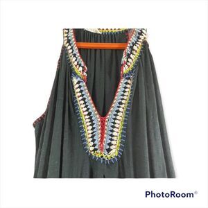 Soft Joie Karlyn Embroidered Split Neck Sleeveless Halter Side Slit Maxi Dress